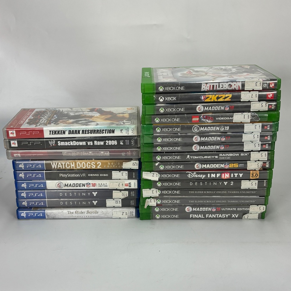 Mixed Video Game Lot 24 Games Xbox One PS4 PSP Madden Tekken Destiny FF XV